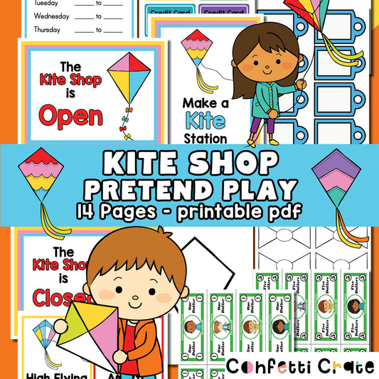 Kite shop pretend play printables.