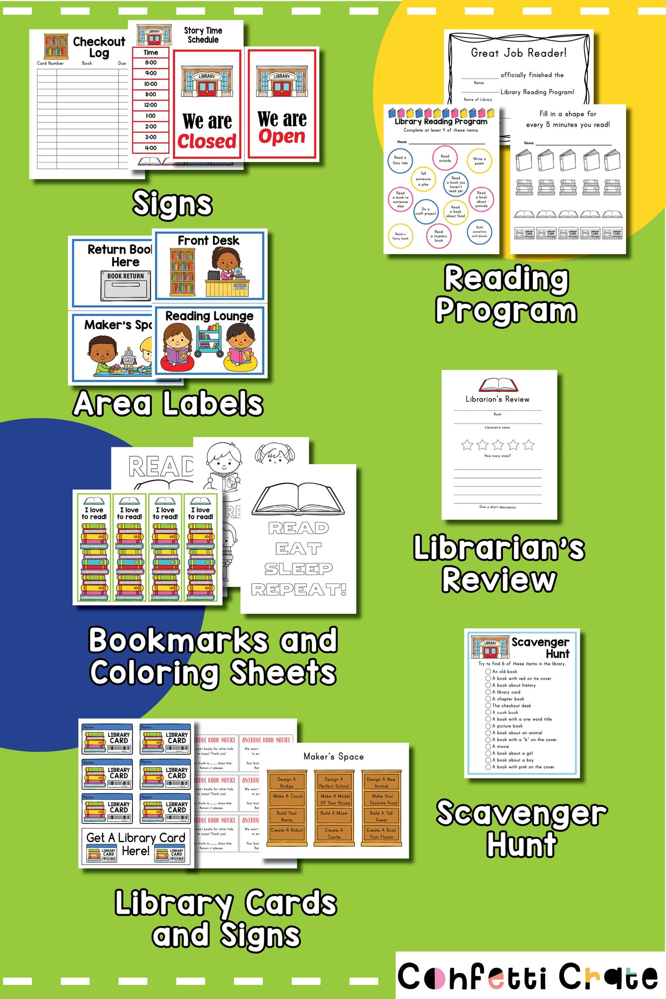Library Play Pack Printable PDF Confetti Crate