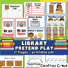 Load image into Gallery viewer, Library pretend play printables for kids.
