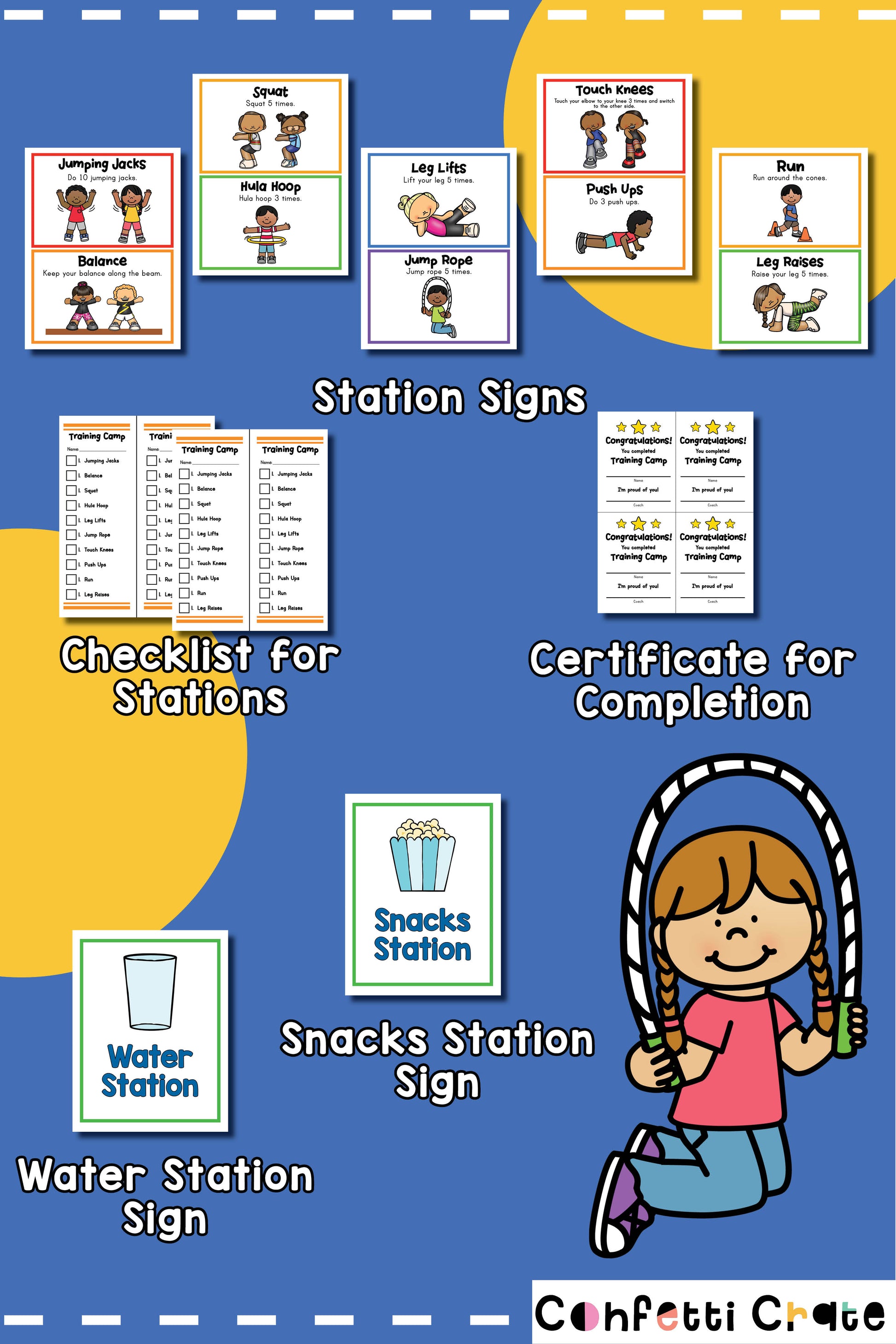 Sports training camp pretend play printables.