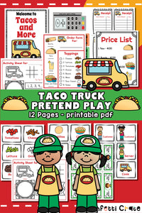 Taco truck pretend play printables.