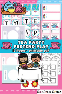 Tea party pretend play printables.