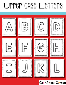 Preschool Alphabet Books with Upper Case and Lower Case Letters  Outlined ABC books for the preschooler or Kindergartner to color or use in crafting projects. www.confetticrate.com