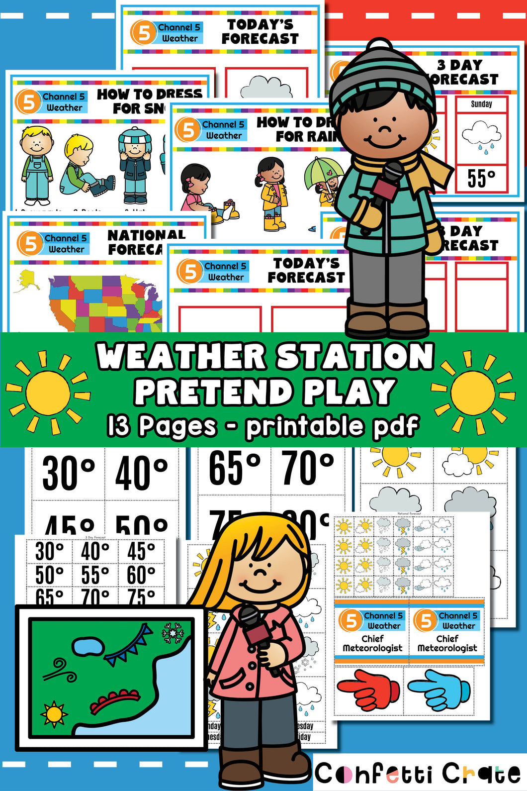 Weather station pretend play printables.