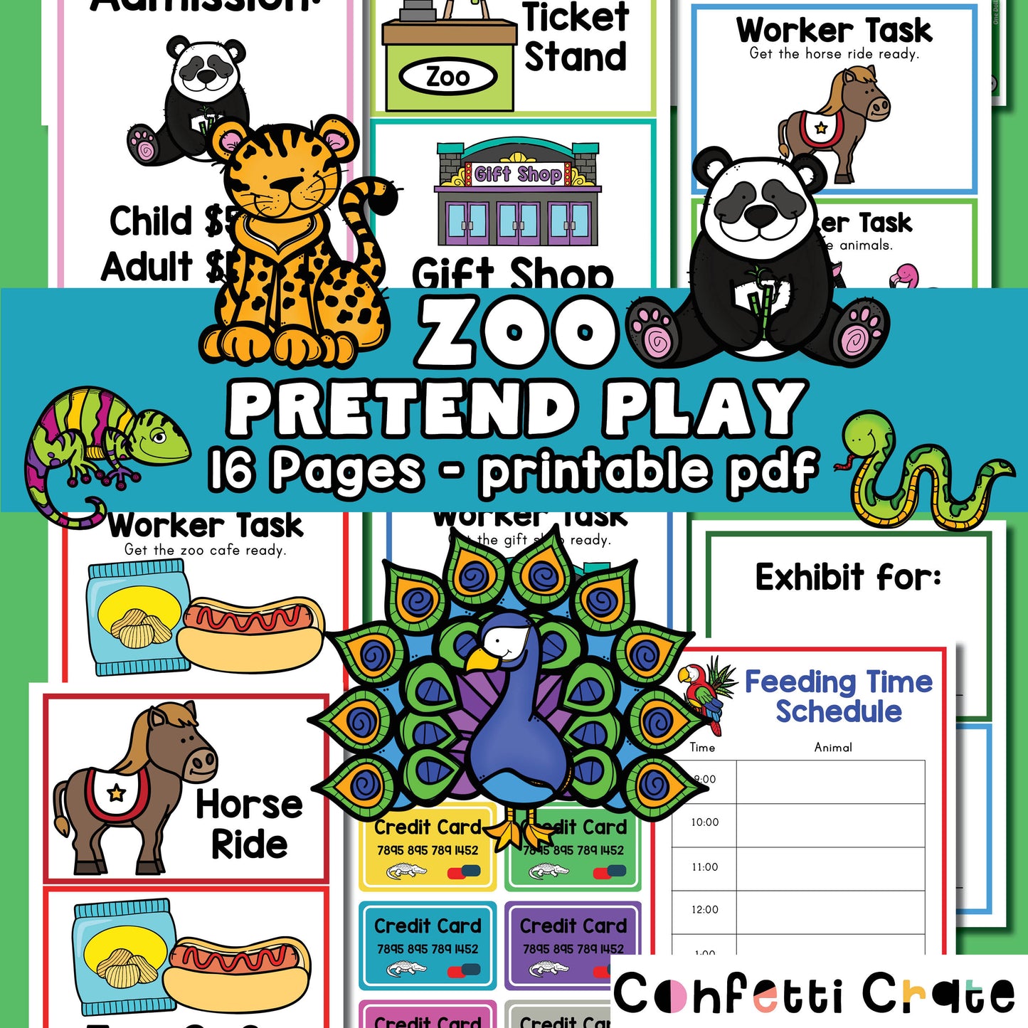 Zoo pretend play printables for kids. 