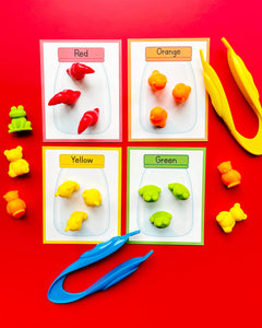 Printable color sorting preschool activity. 