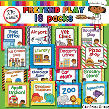 Load image into Gallery viewer, Kids pretend play printables bundle includes the printable files for 16 pretend play packs. Your kids will spend hours in screen free play! They will have so much fun too!
