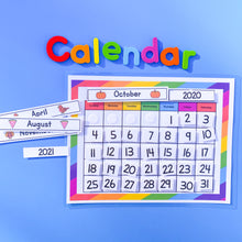 Load image into Gallery viewer, Calendar time printable busy book! This includes 11 printable pages in a pdf file.  Includes an activity for: 1. Calendar 2. Today&#39;s date 3. Current season 4. Today&#39;s weather www.confetticrate.com

