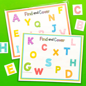 Uppercase and lowercase alphabet find and cover preschool printable activity.